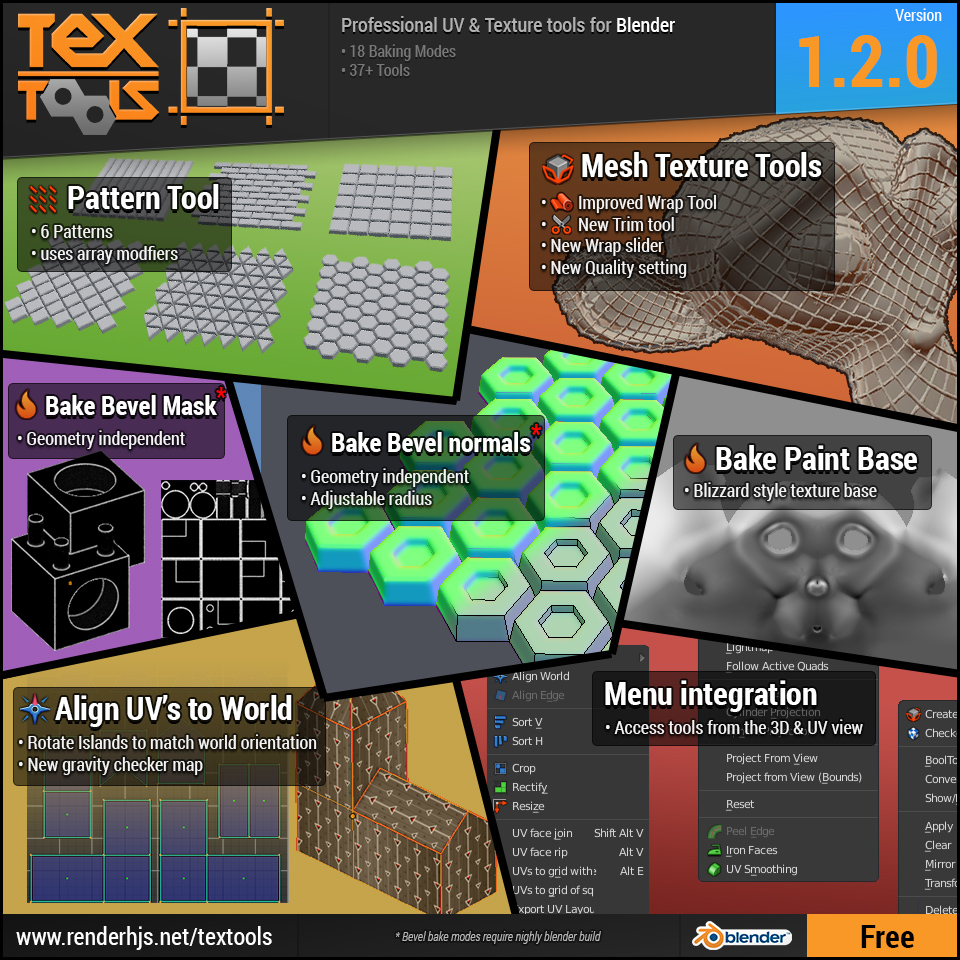 Blenderの無料アドオン Uv Texture Tools が1 2 0にバージョンアップして返ってきた 3dcg最新情報サイト Modeling Happy