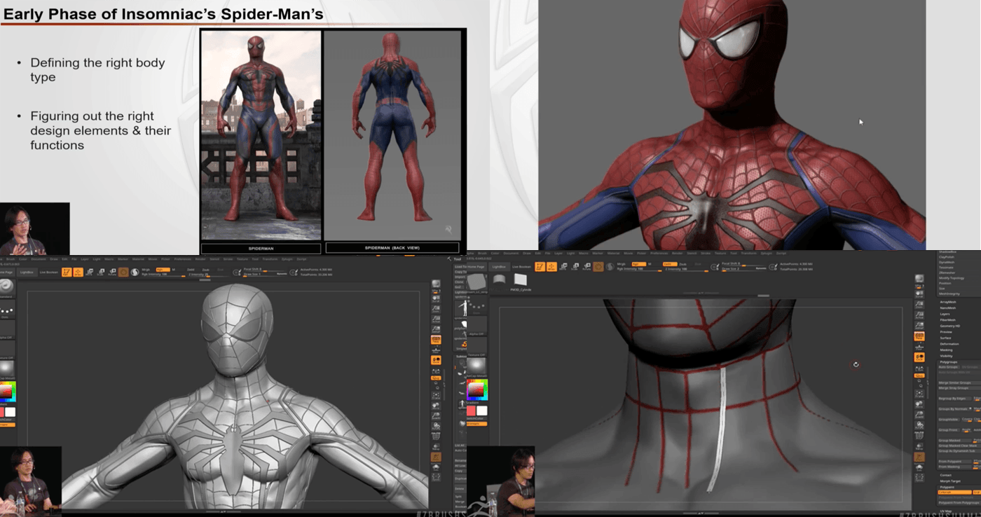 Ps4スパイダーマンのキャラクターはzbrushでどう作られたのか Pixologicの講演動画が公開されています 3dcg最新情報サイト Modeling Happy