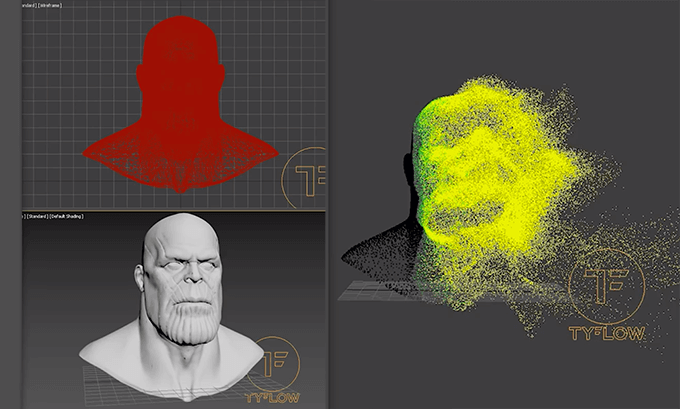 3dsmaxのプラグインtyflowを使ってサノスが灰となるシーンを作るチュートリアル動画 3dcg最新情報サイト Modeling Happy