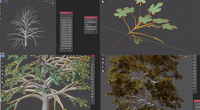 ブレンダーでリアルな木を簡単に作るアドオン Modular Tree 3dcg最新情報サイト Modeling Happy