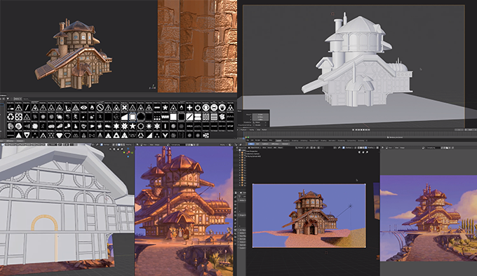 ディズニー映画に出てくる建物をブレンダーとサブスタンスペインターで8時間以上かけてモデリングしているチュートリアル動画 3dcg最新情報サイト Modeling Happy