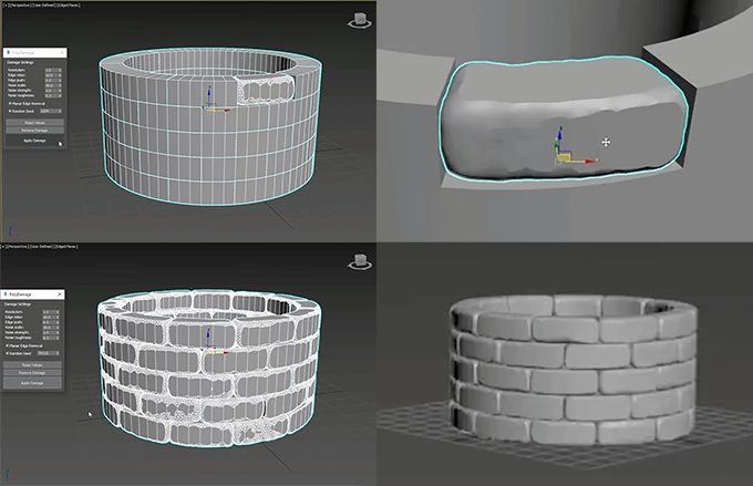 Polydamege 1クリックでモデルのエッジを崩して簡単に壊れたモデルを作る3dsmax用プラグイン 3dcg最新情報サイト Modeling Happy