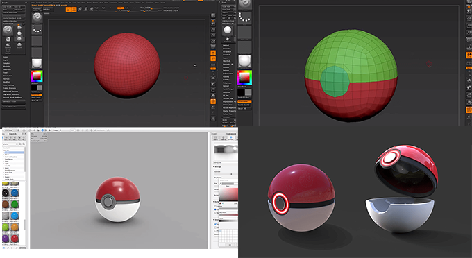 Zbrushでモンスターボールをモデリングしてkeyshotでレンダリングするチュートリアル動画 3dcg最新情報サイト Modeling Happy