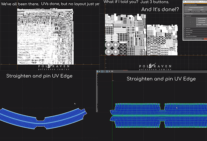 反転してるuvを発見してくれたり パッキンしてくれるmaya用多機能uvツール Polyravenuv 3dcg最新情報サイト Modeling Happy