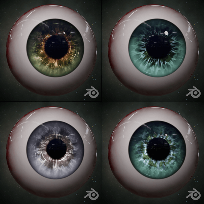 Procedural Eye Generator テクスチャ無しで42種類のパラメーターで目を作れるブレンダー用 ジェネレーター 3dcg最新情報サイト Modeling Happy