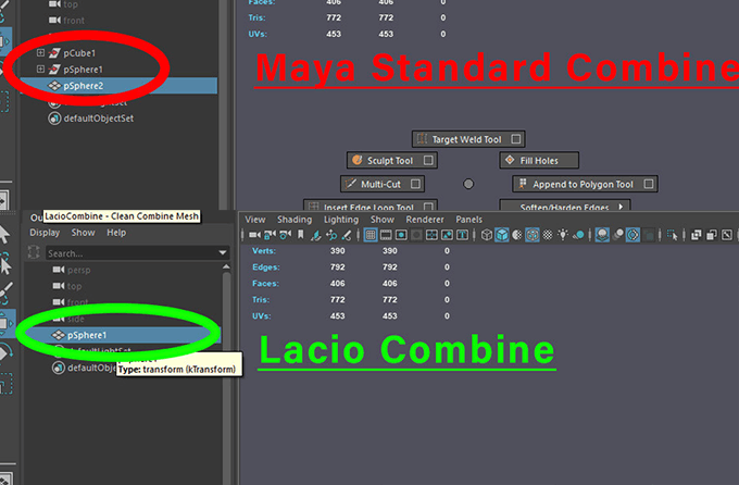 Lacio Combine Mayaで結合 コンバインした時に一々ヒストリー削除しなくていいスクリプト 3dcg最新情報サイト Modeling Happy