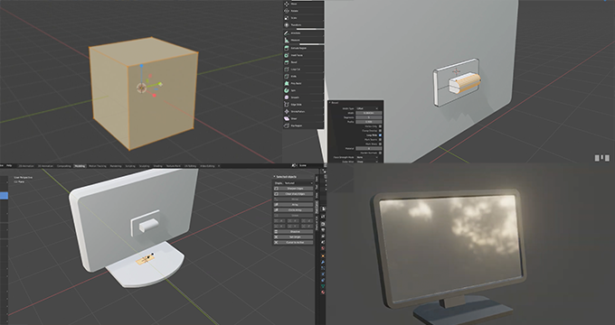 初心者用 ブレンダー2 8で１からモニターを作るチュートリアル動画 3dcg最新情報サイト Modeling Happy