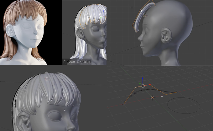 ブレンダーで髪の毛をカーブで作るチュートリアル動画 3dcg最新情報サイト Modeling Happy