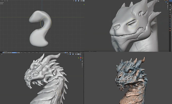 Blender2 8を使ってドラゴンをスカルプとしていくタイムラプス動画 3dcg最新情報サイト Modeling Happy