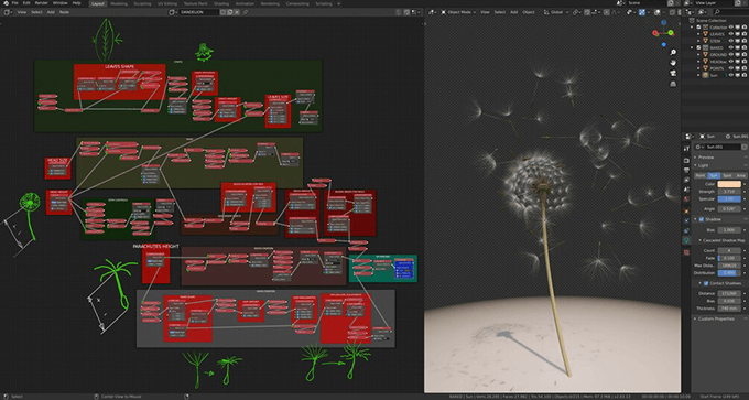 Blender プロシージャル制御出来るリアルなタンポポのデータを無料でダウンロード出来ます 3dcg最新情報サイト Modeling Happy