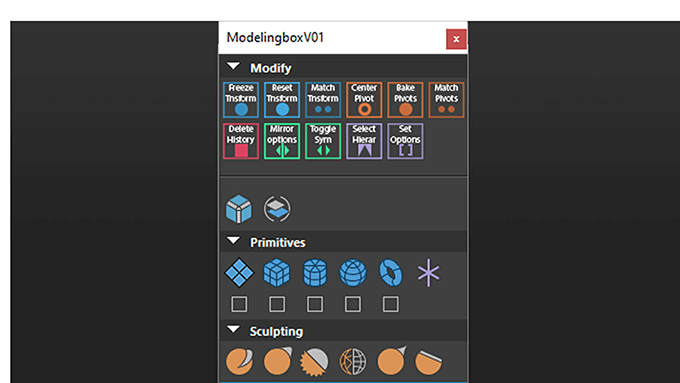 Modelingbox Mayaのモデリングでよく使う機能をまとめたツールboxが無料でダウンロード出来ます 3dcg最新情報サイト Modeling Happy