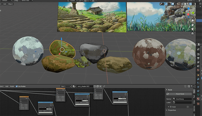Blenderでジブリ映画に出てきそうな岩のテクスチャをノードをつなぎ合わせて作成する動画 サンプルファイルあります 3dcg最新情報サイト Modeling Happy