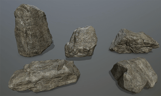 2kテクスチャ付きで使いやすそうな5種類の岩モデルを無料ダウンロードできます 3dcg最新情報サイト Modeling Happy