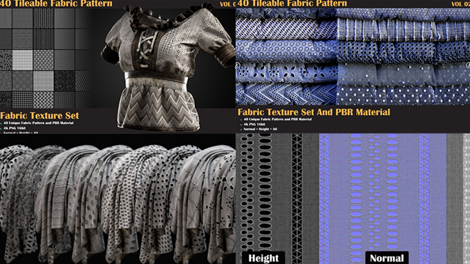 40 Tileable Fabric Pattern 40種類の洋服などの布に使えるパターンテクスチャセット • 3DCG最新情報サイト